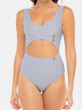 NEW Revel Rey Carmen Cutout Blue One-Piece Swimsuit